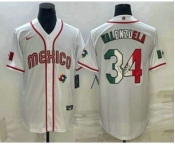 Men's Mexico Baseball #34 Fernando Valenzuela 2023 White World Classic Stitched Jerseys