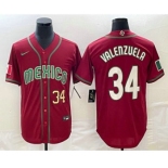 Men's Mexico Baseball #34 Fernando Valenzuela Number 2023 Red Blue World Baseball Classic Stitched Jerseys