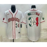 Mens Mexico Baseball #34 Fernando Valenzuela Number 2023 White World Classic Stitched Jersey