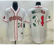 Men's Mexico Baseball #34 Fernando Valenzuela Number 2023 White World Classic Stitched Jersey