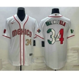 Men's Mexico Baseball #34 Fernando Valenzuela Number 2023 White World Classic Stitched Jerseys