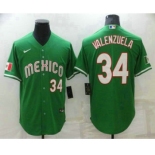 Men's Mexico Baseball #34 Fernando Valenzuela Number Green 2023 World Baseball Classic Stitched Jersey