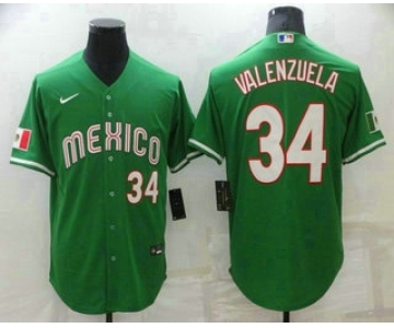 Men's Mexico Baseball #34 Fernando Valenzuela Number Green 2023 World Baseball Classic Stitched Jersey