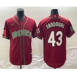 Men's Mexico Baseball #43 Patrick Sandoval 2023 Red World Classic Stitched Jersey