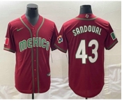 Men's Mexico Baseball #43 Patrick Sandoval 2023 Red World Classic Stitched Jersey