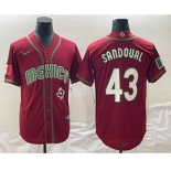 Men's Mexico Baseball #43 Patrick Sandoval 2023 Red World Classic Stitched Jerseys