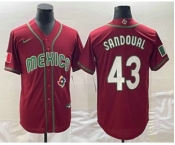 Men's Mexico Baseball #43 Patrick Sandoval 2023 Red World Classic Stitched Jerseys