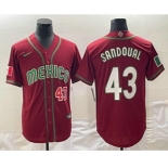 Men's Mexico Baseball #43 Patrick Sandoval Number 2023 Red World Classic Stitched Jersey1