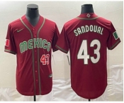 Men's Mexico Baseball #43 Patrick Sandoval Number 2023 Red World Classic Stitched Jersey1