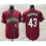 Men's Mexico Baseball #43 Patrick Sandoval Number 2023 Red World Classic Stitched Jerseys