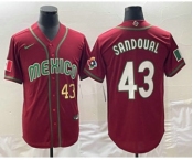 Men's Mexico Baseball #43 Patrick Sandoval Number 2023 Red World Classic Stitched Jerseys