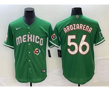 Men's Mexico Baseball #56 Randy Arozarena 2023 Green World Classic Stitched Jersey1