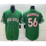 Men's Mexico Baseball #56 Randy Arozarena 2023 Green World Classic Stitched Jersey