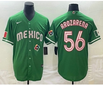 Men's Mexico Baseball #56 Randy Arozarena 2023 Green World Classic Stitched Jerseys