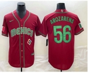 Men's Mexico Baseball #56 Randy Arozarena 2023 Red World Classic Stitched Jerseys