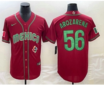 Men's Mexico Baseball #56 Randy Arozarena 2023 Red World Classic Stitched Jerseys