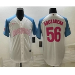 Men's Mexico Baseball #56 Randy Arozarena 2023 White Blue World Classic Stitched Jersey2