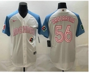 Men's Mexico Baseball #56 Randy Arozarena 2023 White Blue World Classic Stitched Jersey