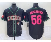 Men's Mexico Baseball #56 Randy Arozarena Number 2023 Black Pink World Classic Stitched Jersey1