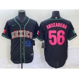 Men's Mexico Baseball #56 Randy Arozarena Number 2023 Black Pink World Classic Stitched Jersey2