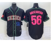 Men's Mexico Baseball #56 Randy Arozarena Number 2023 Black Pink World Classic Stitched Jersey2