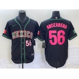 Men's Mexico Baseball #56 Randy Arozarena Number 2023 Black Pink World Classic Stitched Jersey3