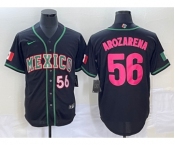 Men's Mexico Baseball #56 Randy Arozarena Number 2023 Black Pink World Classic Stitched Jersey3