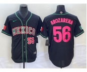 Men's Mexico Baseball #56 Randy Arozarena Number 2023 Black Pink World Classic Stitched Jersey4