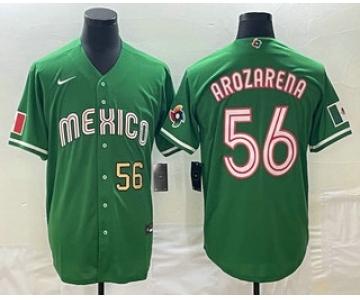 Men's Mexico Baseball #56 Randy Arozarena Number 2023 Green World Classic Stitched Jersey1