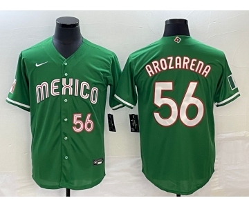 Men's Mexico Baseball #56 Randy Arozarena Number 2023 Green World Classic Stitched Jersey2