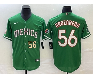 Men's Mexico Baseball #56 Randy Arozarena Number 2023 Green World Classic Stitched Jersey4