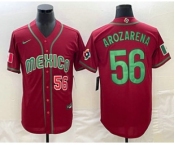 Men's Mexico Baseball #56 Randy Arozarena Number 2023 Red World Classic Stitched Jersey11