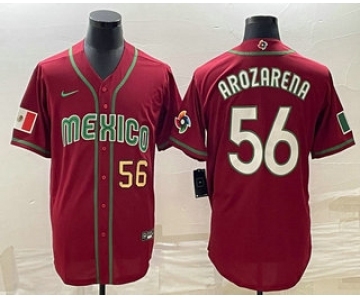 Men's Mexico Baseball #56 Randy Arozarena Number 2023 Red World Classic Stitched Jersey12