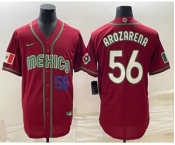 Men's Mexico Baseball #56 Randy Arozarena Number 2023 Red World Classic Stitched Jersey15