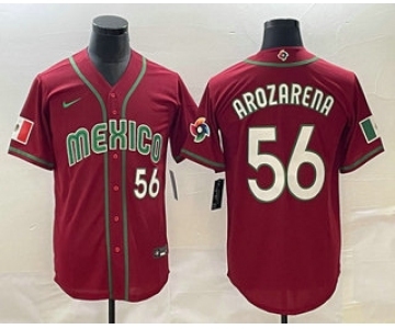 Mens Mexico Baseball #56 Randy Arozarena Number 2023 Red World Classic Stitched Jersey