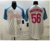 Men's Mexico Baseball #56 Randy Arozarena Number 2023 White Blue World Classic Stitched Jersey10