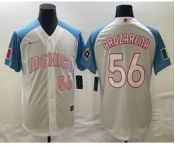 Men's Mexico Baseball #56 Randy Arozarena Number 2023 White Blue World Classic Stitched Jersey2