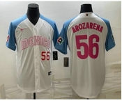 Men's Mexico Baseball #56 Randy Arozarena Number 2023 White Blue World Classic Stitched Jersey8