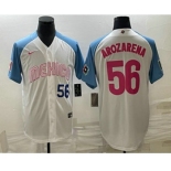 Men's Mexico Baseball #56 Randy Arozarena Number 2023 White Blue World Classic Stitched Jersey9