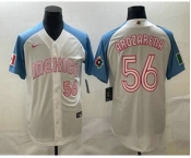 Men's Mexico Baseball #56 Randy Arozarena Number 2023 White Blue World Classic Stitched Jersey