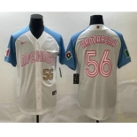 Men's Mexico Baseball #56 Randy Arozarena Number 2023 White Blue World Classic Stitched Jerseys