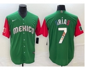 Men's Mexico Baseball #7 Julio Urías 2023 Green World Baseball Classic Stitched Jersey