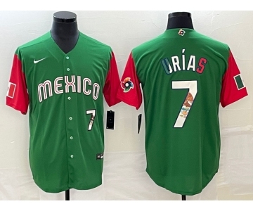 Men's Mexico Baseball #7 Julio Urías 2023 Green World Baseball Classic With Patch Stitched Jersey