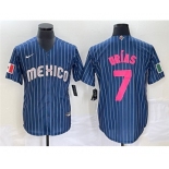 Men's Mexico Baseball #7 Julio Urías 2023 Navy World Baseball Classic Stitched Jersey1