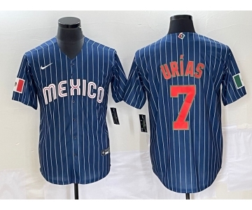 Men's Mexico Baseball #7 Julio Urías 2023 Navy World Baseball Classic Stitched Jersey3