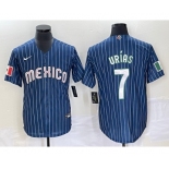 Men's Mexico Baseball #7 Julio Urías 2023 Navy World Baseball Classic Stitched Jersey5