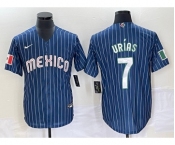 Men's Mexico Baseball #7 Julio Urías 2023 Navy World Baseball Classic Stitched Jersey5