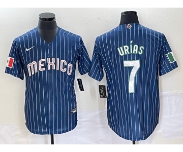 Men's Mexico Baseball #7 Julio Urías 2023 Navy World Baseball Classic Stitched Jersey5