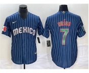 Men's Mexico Baseball #7 Julio Urías 2023 Navy World Baseball Classic Stitched Jersey