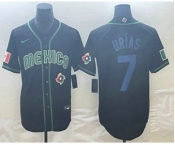 Men's Mexico Baseball #7 Julio Urias 2023 Black Blue World Classic Stitched Jerseys